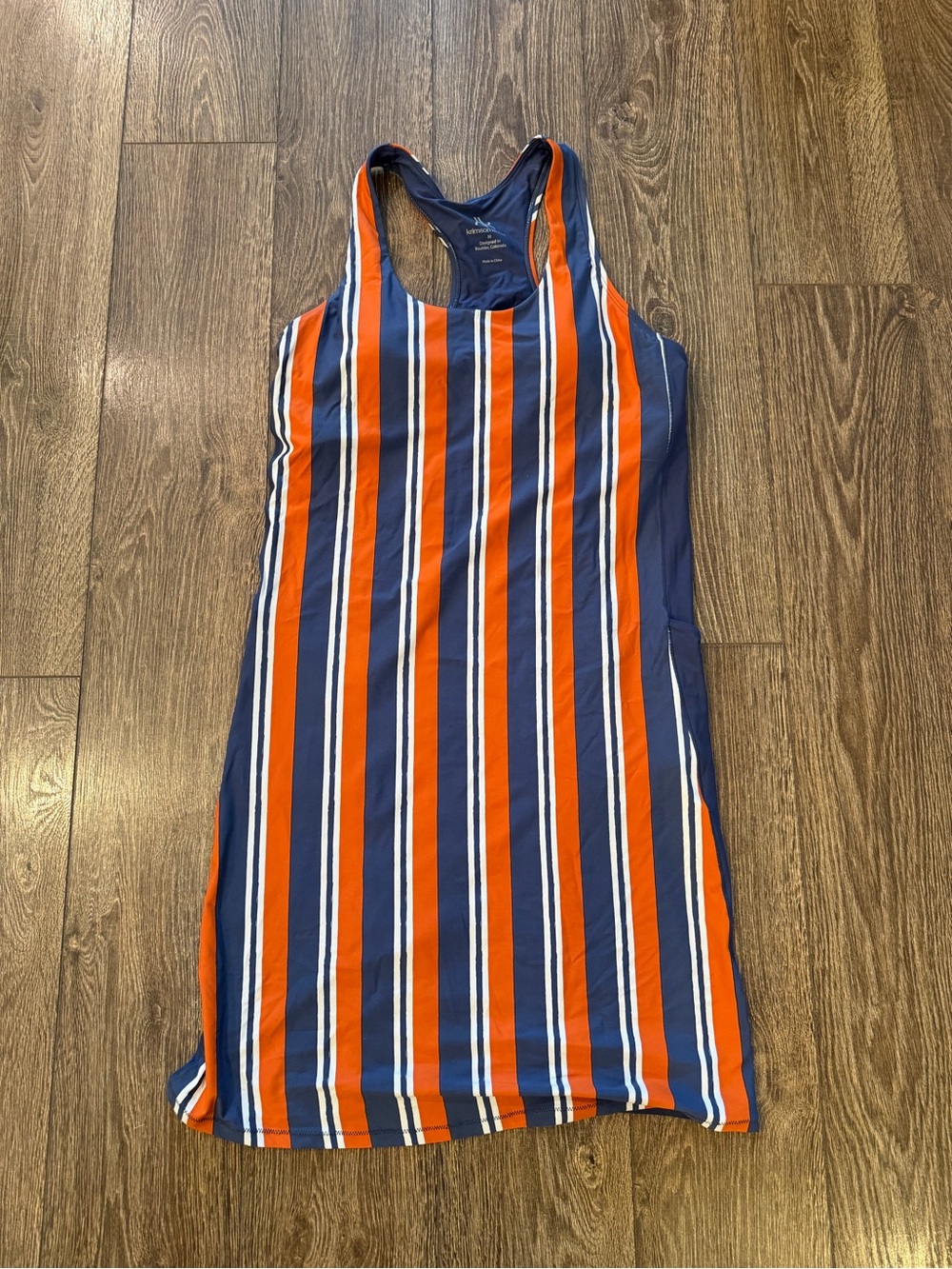 Krimson Klover Navy, Orange & White Striped Racerback Dress